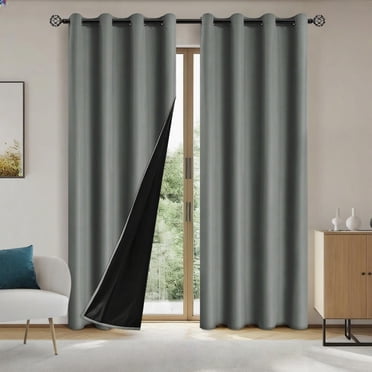 Chmadoxn Home Decor, Polyester Pongee Laminated Light-blocking Curtains Perforated Style Bedroom Concise Sun Protection Curtains Heat-Insulating And Soundproof Curtains Polyester Blackout Curtains