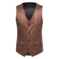 thumbnail image 1 of Birdeem Men Solid Fashion Have Pockets Single Breasted Stage Costume Vest Tops Blouse, 1 of 9