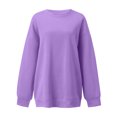 thumbnail image 4 of IROINID Rabais Vêtements d'Hiver pour Femmes Chandails à Capuche à Enfiler Détente Col Rond Manches Longues Ample Uni Régulier Blouse d'Automne Hauts, Violet, 4 of 4