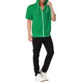 thumbnail image 2 of INSPIRE CHIC Men's Short Sleeve Hoodies Solid Color Zip Up Jackets with Hood S Bright Green, 2 of 7