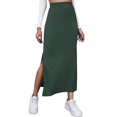 thumbnail image 2 of Slit Long Skirt, Bodycon Long Skirt Easy Matching Versatile  For Party Green,Red,Brownness,Brown,Black, 2 of 6