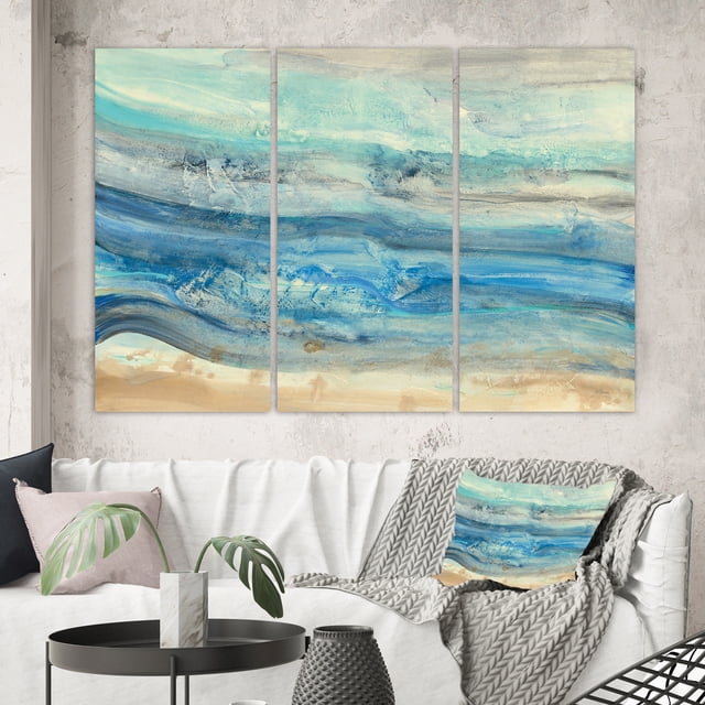Designart - Ocean Mineral Waves - Beach Canvas Art