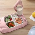 thumbnail image 4 of Assiette pour Enfants, Vaisselle pour Enfant Portable Antidérapant, Set Repas Bébé Ventouse Voiture De Dessin Animé pour La Plupart des Tables Et des Chaises Hautes (Rose), 4 of 5