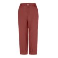 thumbnail image 4 of Innerwin Loungewear Wide Leg Ladies Long Pants Lounge Mid Waist Capri Trousers Red 3XL, 4 of 8