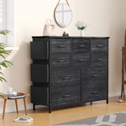 CazToi Dresser for Bedroom with 10 Fabric Drawers & Side Pockets, Storage Chest of Drawers for Closet