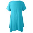 thumbnail image 3 of LARACE Tuniques Grande Taille pour Femmes, Coupe Ample, Chandail à Enfiler, T-shirt à Manches Courtes, Blouse à Col Rond pour Dames Grande Taille, Bleu Lac 4X, 3 of 5