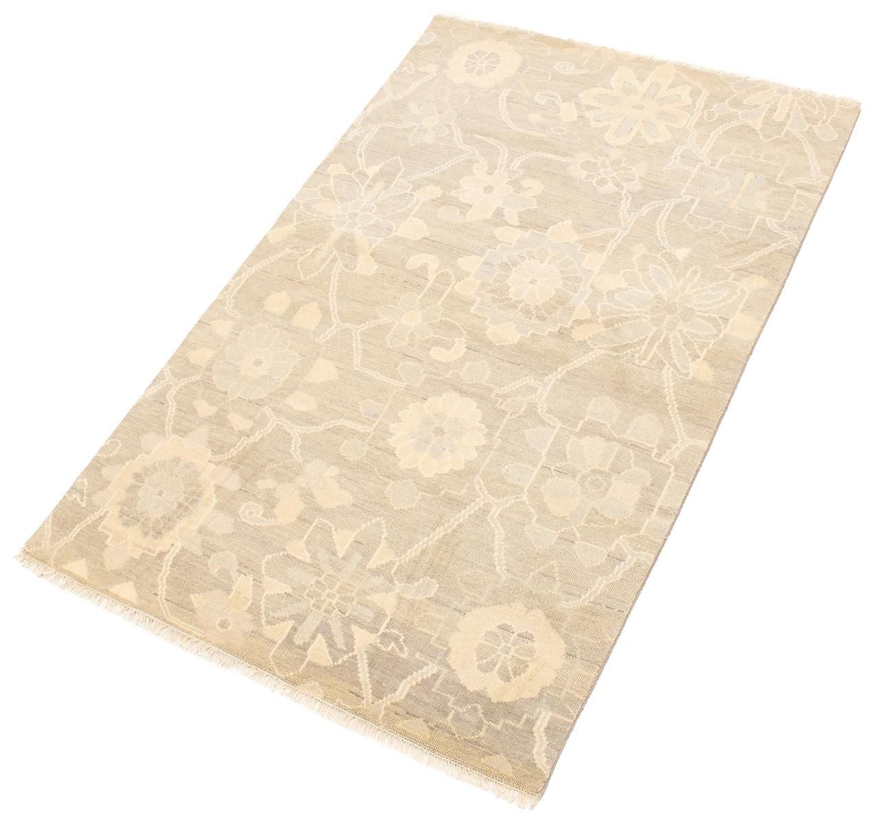 ECARPETGALLERY Tapis Noué à la Main pour Salon, Salle à Manger et Chambre à Coucher Transitionnel Collection Oushak Prestige 5'1" x 8'0" en Gris