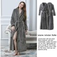 thumbnail image 4 of Women's Plush Fleece Robe with Elastic Waist Design Long Warm Solid Bathrobe Dressing Nightgown, 4 of 5