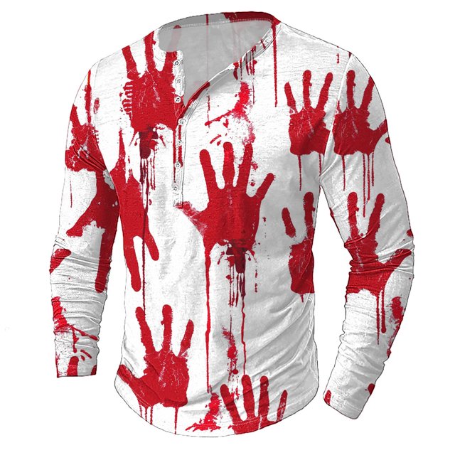 Pisexur Chandails en Molleton d'Halloween Col Rond Manches Longues Chemise Imprimé Graphique Amusant Chemises d'Halloween Mode Décontractée Chandail à Boutons Grande Taille Chandail en Molleton P-5TG