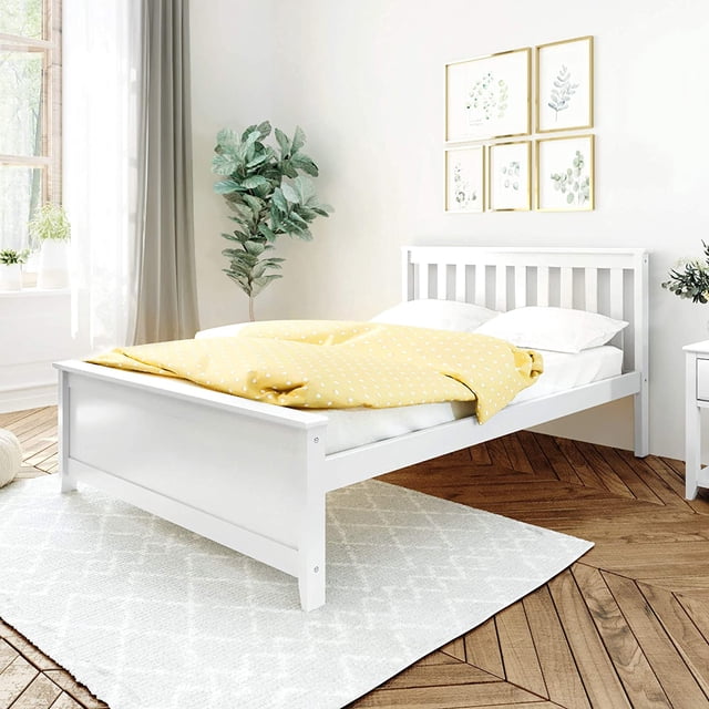 BEDSMART Lit Double en Bois Massif / Blanc