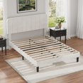 thumbnail image 4 of VECELO Full Size Upholstered Beds, Modern Platform Bed Frame with Adjustable Headboard, Wooden Slats Support/No Box Spring Needed, White, 4 of 8