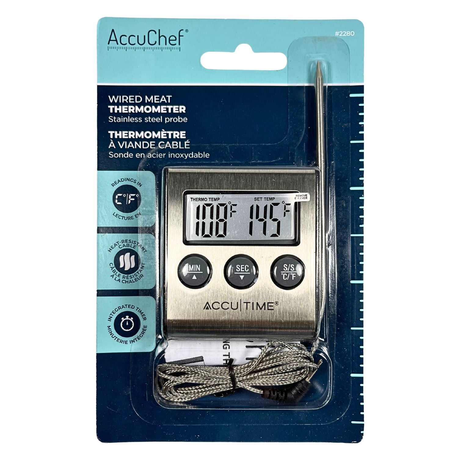 AccuChef Wired Thermometer with Stainless Steel Probe, Model 2280