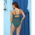 thumbnail image 4 of Charmo Ribbed One Piece Swimsuit for Women Tie Side High Cut Bathing Suits, 4 of 8