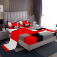 thumbnail image 1 of Erosebridal Red Geometric King Sheet Sets, Square Rectangle Bedding King Size, Abstract Stripe Decor 4 Pieces, 1 of 7