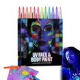 thumbnail image 1 of UV Neon Face Paint Markers 12 Colors, Face And Body Paint Markers Set, Glow In The Dark Faces Paint Marker, Glow In The Dark Washable Multi-Sur Art Pens For Temporary Tattoo, 1 of 9