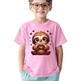 thumbnail image 2 of T-shirts Filles Enfants Imprimé Animaux Mignons Sports Décontractés Col Rond Manches Courtes Hauts Filles Rose 10-12 Ans, 2 of 4
