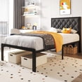 thumbnail image 3 of Homall Twin Size Bed Frame with Headboard Linen Upholstered Bed Frame Platform,All Metal Slats Support Platform Bed Frame with Storage Space,Easy Assembly,Noise Free,No Box Spring Needed,Gray, 3 of 7