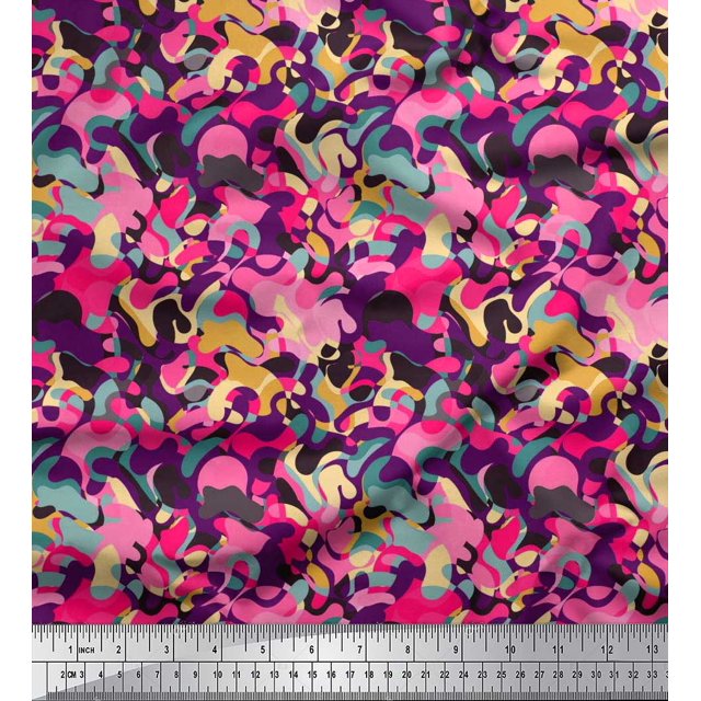 Soimoi Rayon Crepe Fabric Multicolor Texture Fabric Prints By Yard 46 Inch Wide