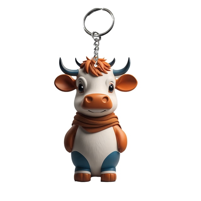 Cow Pendant Keychain Acrylic Animal Charm for Keys Bags Phones 1 Piece