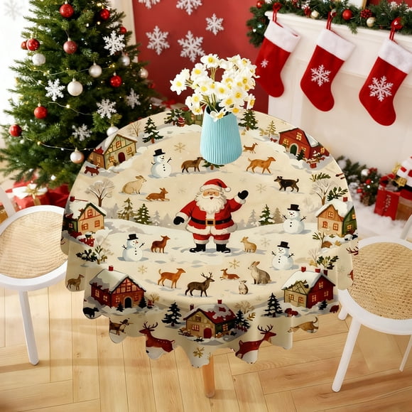 Christmas Tablecloth Plastic,Christmas Tablecloths for Rectangular Tables,Christmas Table Cover Disposable,Christmas Table Runner Decor,Christmas Tablecloth with Santa Claus Decoration Mood for Chris