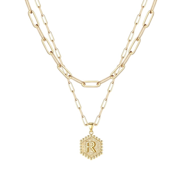 SIfdSeng Collier Hexagone Initial 26 pour Femmes Colliers pour Femmes A Z 26 Alphabet Initial Colliers Dorés pour Femmes Filles