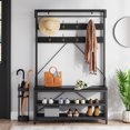 thumbnail image 2 of Hall Tree Storage Bench Farmhouse Coat Rack Shoe Bench Entryway Large Shoe Rack with Storage, 2 of 10