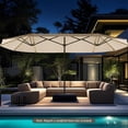 thumbnail image 4 of Costway 15.5 FT Extra-Large Patio Umbrella with LED Solar Lights & 12 Heavy-Duty Ribs Beige, 4 of 10