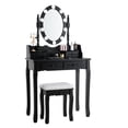 thumbnail image 2 of Patiojoy Ensemble Coiffeuse Table et Commode avec Lumière DEL, Noir, 2 of 9