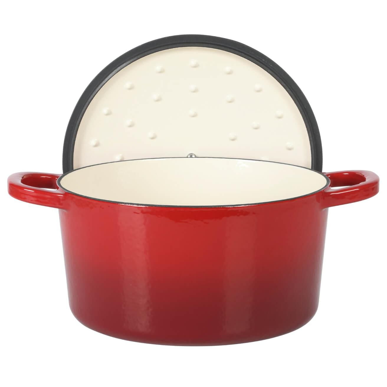 Crock-Pot Artisan Four hollandais en fonte émaillée avec couvercle, rouge dégradé, rond, 6 Qt