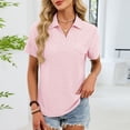 thumbnail image 1 of Pisexur Hauts pour Femmes Tendances Mode Chemises Col à Revers Col en V Manches Courtes Blouse Chic Décontractée Tunique Hauts Rose,TG, 1 of 7
