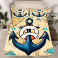 thumbnail image 2 of Erosebridal Vintage Anchor Sheet Set Twin, Retro Nautical World Map Bedding Sets Twin Size 3pcs, 2 of 7
