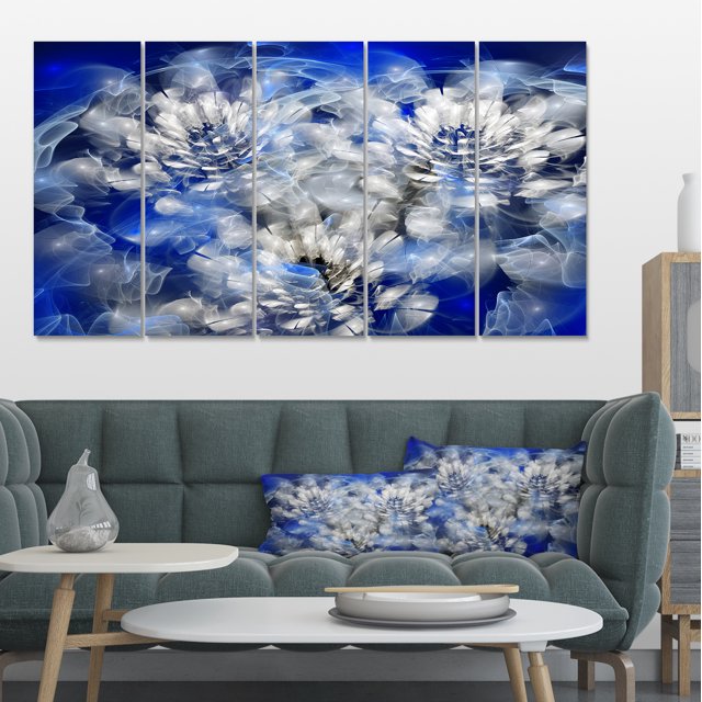 White Chrysanthemum Fractal Flower - Large Floral Canvas Art Print