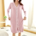 thumbnail image 2 of Timegard Chemise de Nuit pour Femmes à Boutons, Col en V, Manches Longues, Chemises de Sommeil, Pyjama Décontracté, Robe de Maison Confortable, 2 of 8