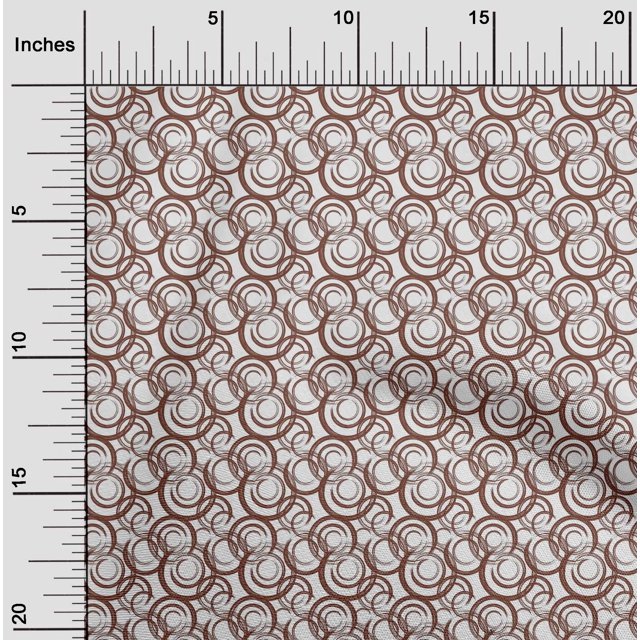 oneOone Coton Popeline Brun Tissu Cercles Géométriques Robe Tissu Tissu Imprimé par la Cour 56 Pouces de Large