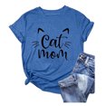 thumbnail image 1 of LUOGENLI T-shirts pour Femme pour Femmes T-Shirt à Col Rond d'Été à Imprimé Chat Coloré en Coton à Manches Courtes Haut T-Shirt 4TG T-shirts pour Femmes T-shirts Graphiques Fête de la Saint-Patrick Bleu TG, 1 of 2