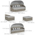 thumbnail image 3 of Outsunny 4 Pieces Rattan Daybed Patio Set with Canopy, Light Grey, 3 of 10