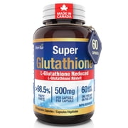 Herba Glutathione Supplement 500 mg - 60 Vegetable Capsules | L-Glutathione Reduced Active Form | Made in Canada