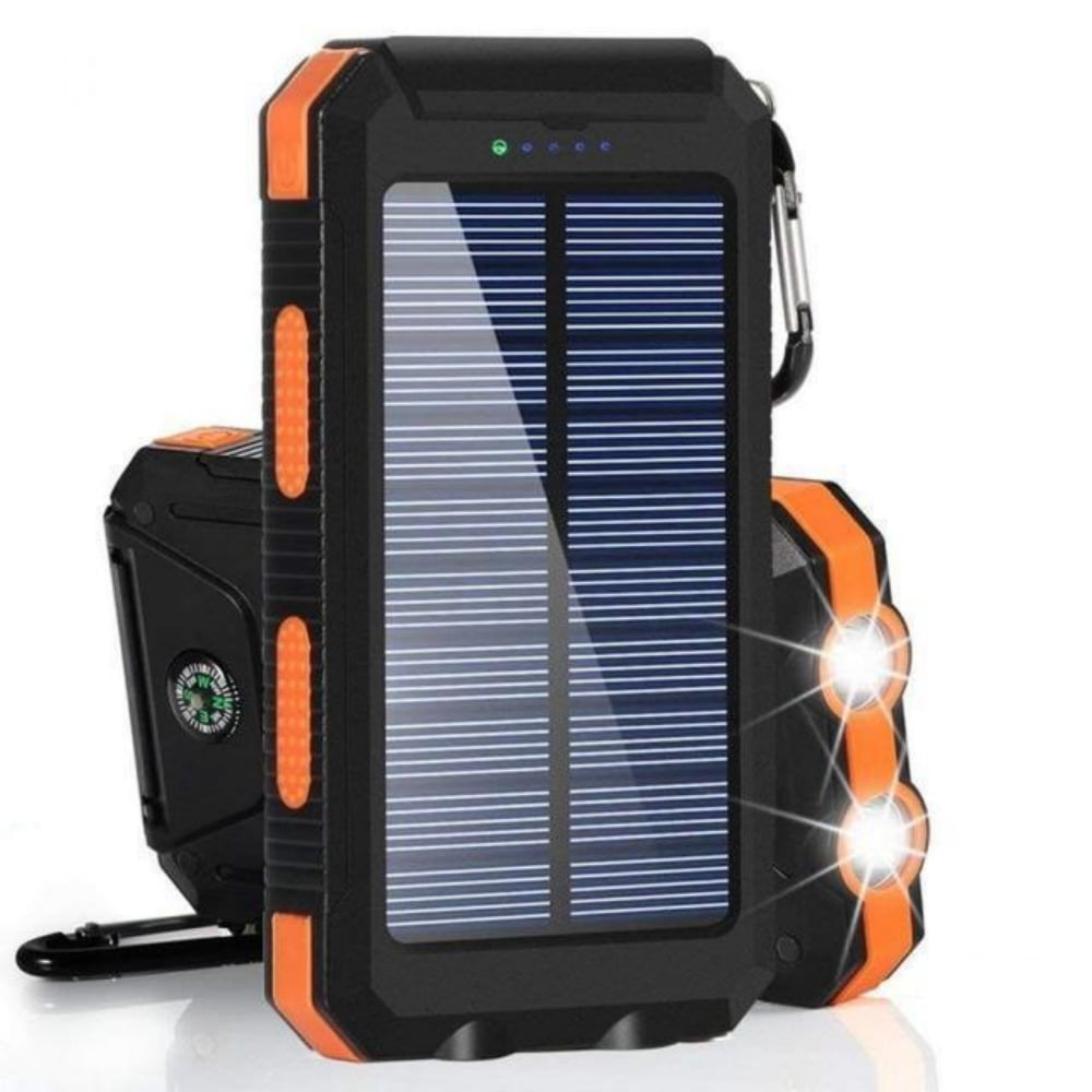Portable Phone Charger with LED Light & Compass for Outdoor Adventures Waterproof Solar Power Bank 20000mAh