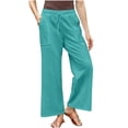 thumbnail image 1 of Timegard Pants for Women Plus Size Drawstring Waist Straight Leg Lightweight Casual Loose Trousers, 1 of 6