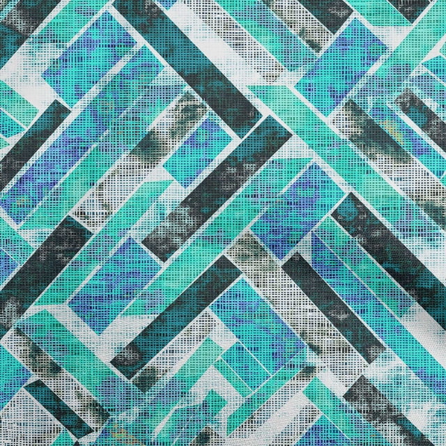 oneOone Polyester Spandex Turquoise Green Fabric Stripes Sewing Material Print Fabric By The Yard 56 Inch Wide