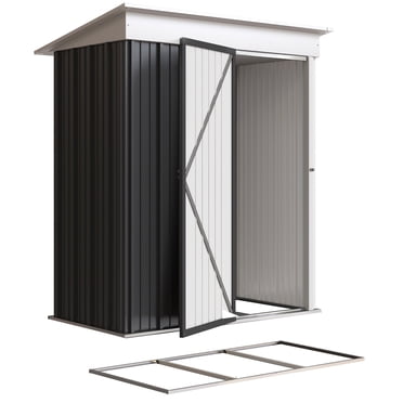 Outsunny 5x3 FT Small Outdoor Storage Shed with Adjustable Shelf Dark Grey