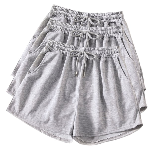 Diufon Womens 3PCS Jogger Shorts Elastic Waist Drawstring Yoga Shorts Solid Color Shorts with Pockets