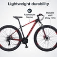 thumbnail image 5 of Schwinn Bonafide Mens Mountain Bike, Front Suspension, 24-Speed, 29-Inch Wheels, 17-Inch Aluminum Frame, Matte Black/Red, 5 of 5