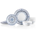 thumbnail image 1 of Corelle Vitrelle 18-Piece Service for 6 Dinnerware Set, Triple Layer Glass and Chip Resistant, Lightweight Round Plates and Bowls Set, Portofino, 1 of 2