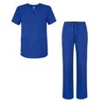 thumbnail image 1 of Adar Universal Unisex Scrub Set - Unisex V-Neck Scrub Top & Tapered Drawstring Scrub Pants, 1 of 1