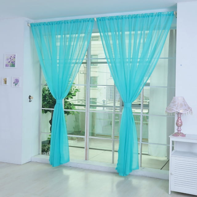 Fridja 1 PCS Pure Color Tulle Door Window Curtain Drape Panel Sheer Scarf Valances