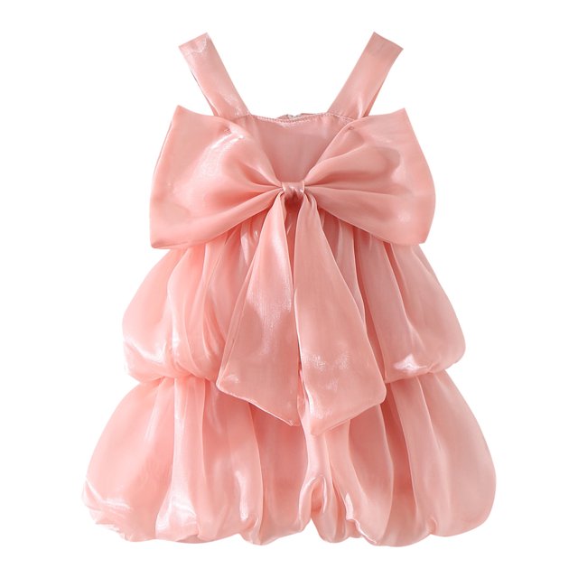 B91xZ Robe Midi Sans Manches pour Filles Robe Imprimée en Coton Tunique Décontractée Vêtements de Jeu Chemise Basique Robes de Fête, Rose 3-4 Ans