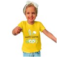 thumbnail image 4 of Penkiiy T-Shirts de Pâques pour Enfants Garçons Filles Mode Oreilles de Lapin de Pâques Œufs de Pâques Imprimé Col Rond Manches Courtes 4 Ans Jaune, 4 of 4