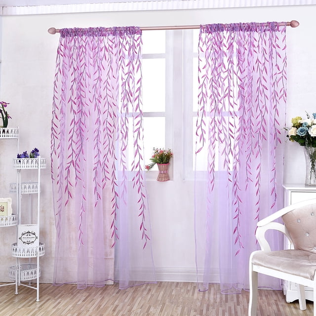 Iumwxz Rideaux Voile Pièce Fenêtre Rideau Voilage Panneau Draperies Rideau PP S Rideaux Occultants Violet Offres des Fêtes