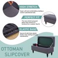 thumbnail image 4 of Rectangle Stretch Ottoman Slipcover Small Plaid Knit Footstool Protector Cover Removable Washable Slipcover Green actual_color darkgrey, 4 of 6
